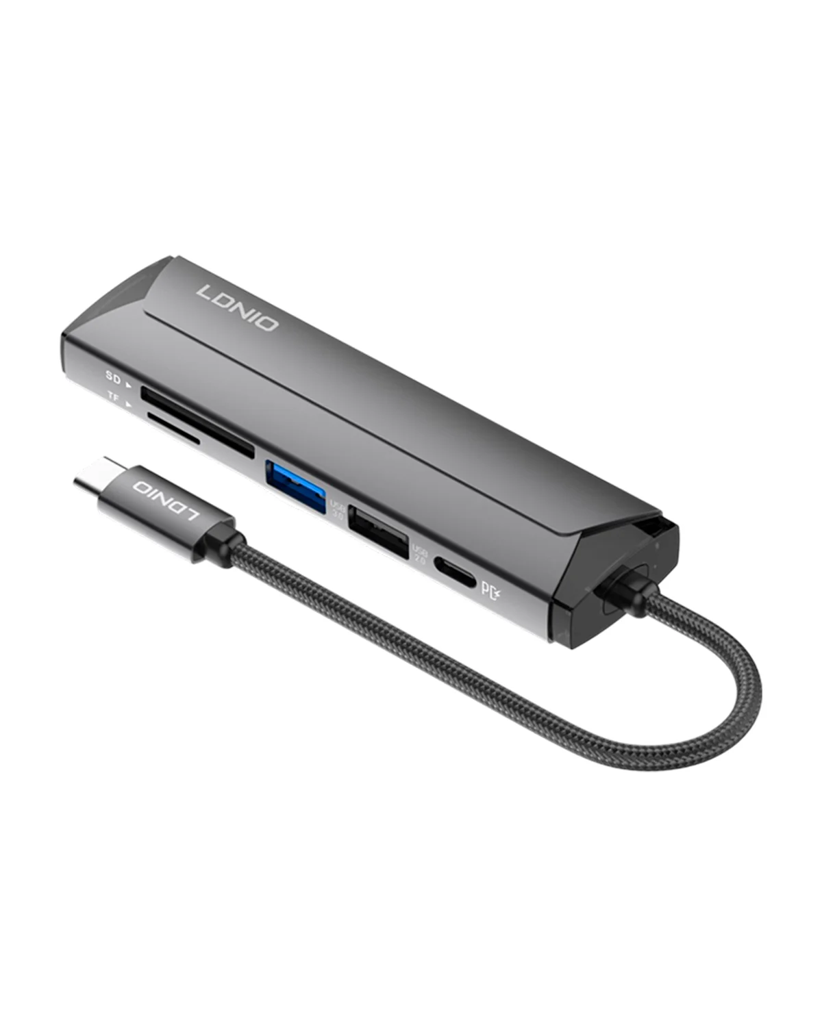 Ko‘p funksiyali ixcham USB-C Xab (Perexodnik) — LDNIO 6-in-1 Hub Adapter (Model: DS-56H) — 4/7