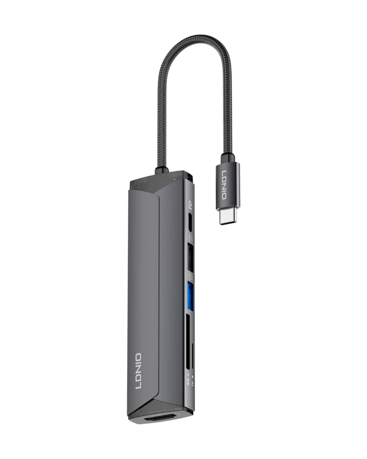 Ko‘p funksiyali ixcham USB-C Xab (Perexodnik) — LDNIO 6-in-1 Hub Adapter (Model: DS-56H) — 5/7