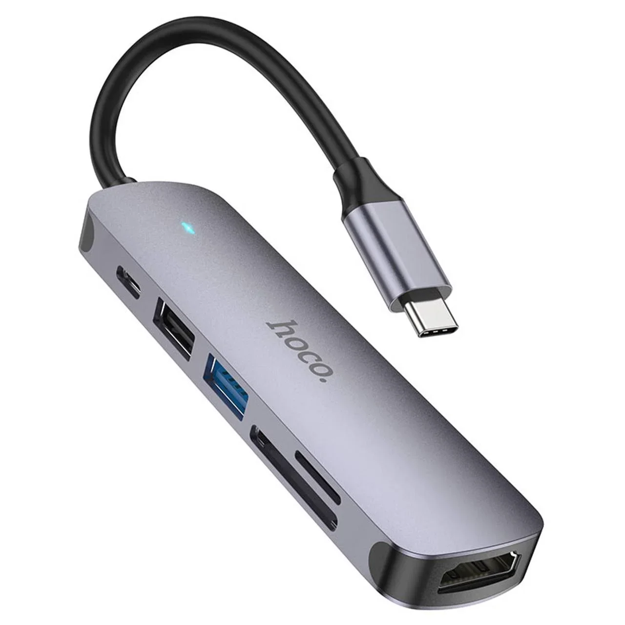 USB hub HOCO HB28 6-in-1 Type-C — HDMI 4K, USB 3.0, USB 2.0, SD/TF, PD 60W — 3/3