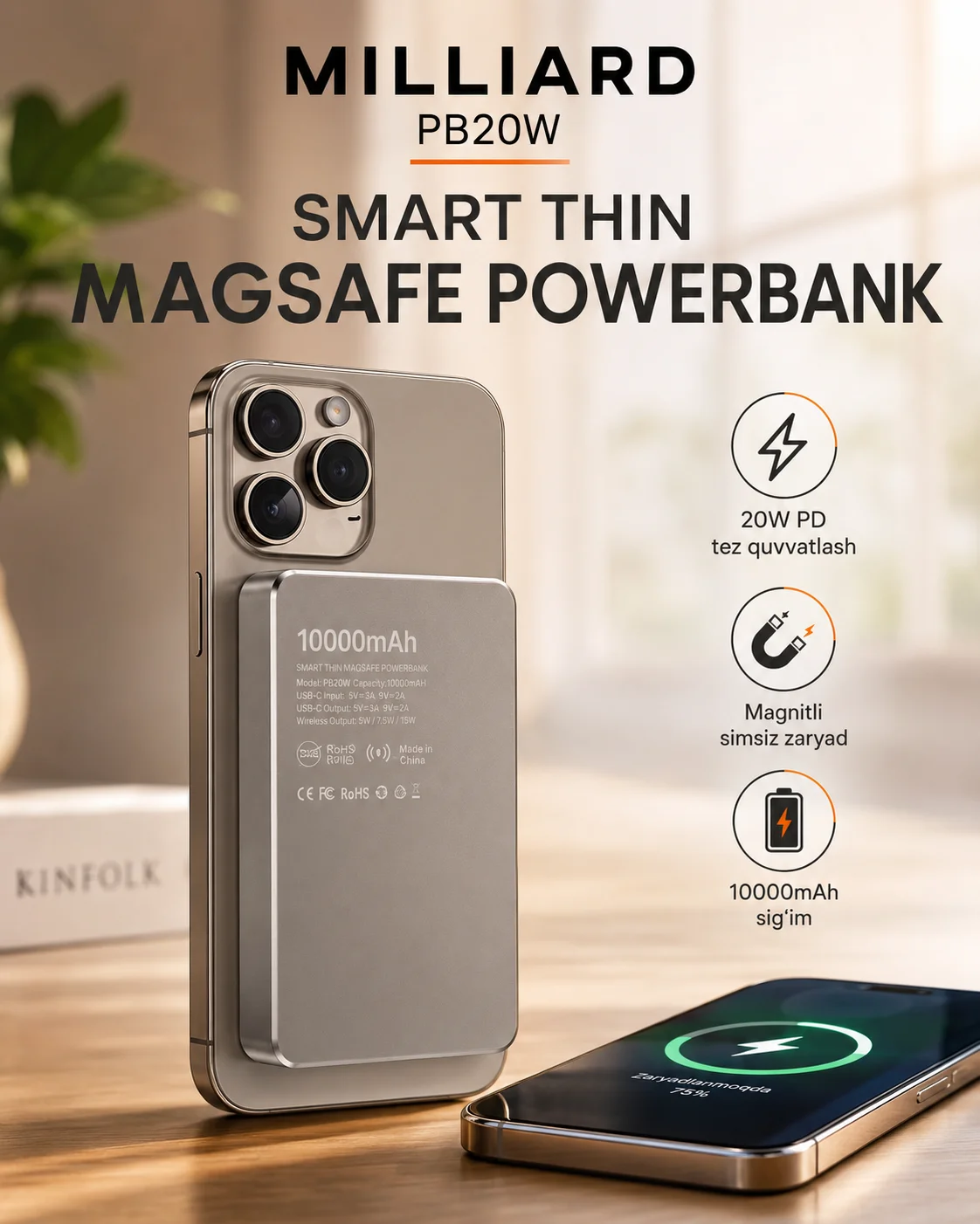 7 Milliard 10000mAh – Fast Charging Portativ Power Bank — 7 MILLIARD