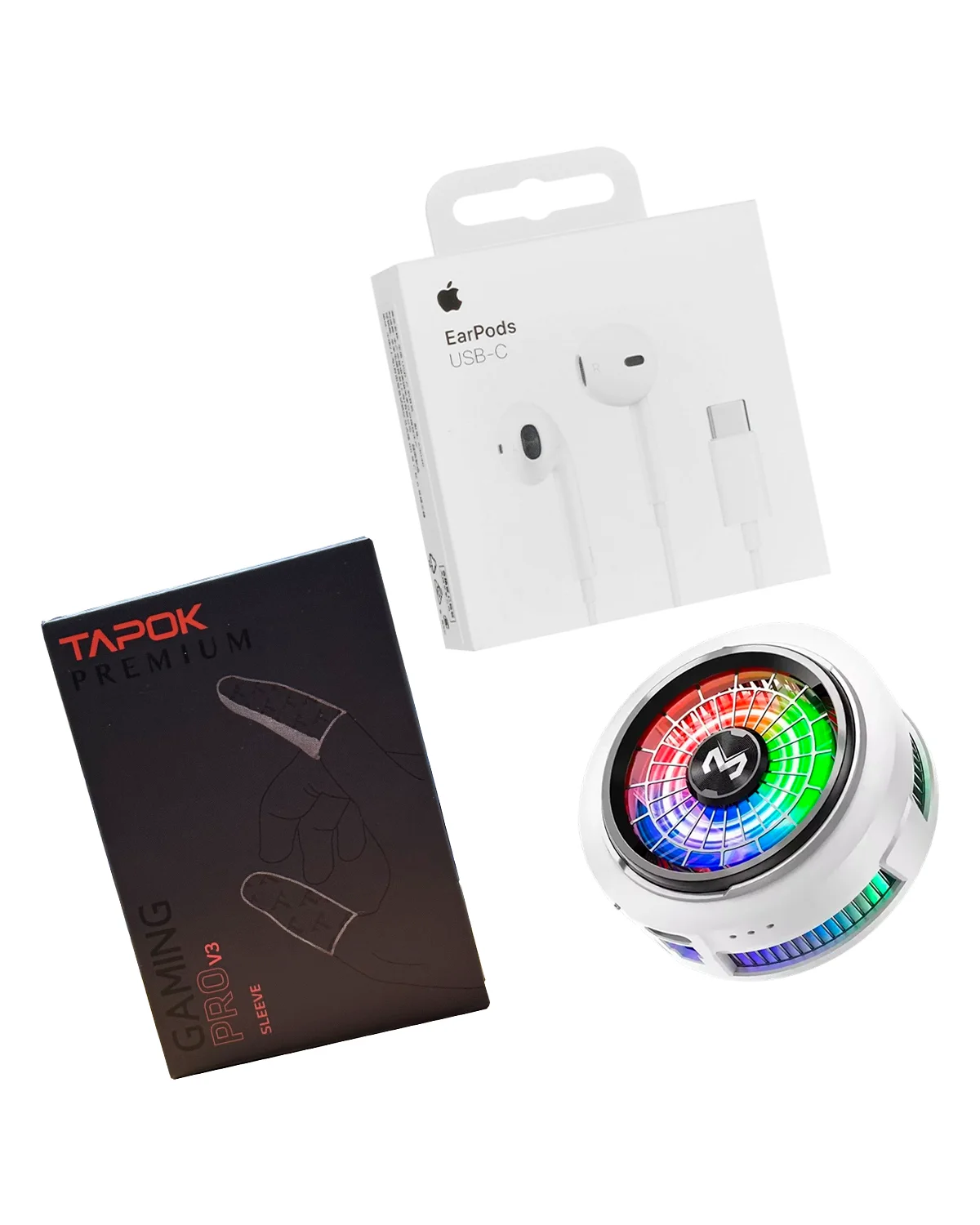 Apple Gaming Set – Memo CX20 sovutgich + Apple EarPods Original + Tapok Premium kumush tolali qo'lqopcha — 2/5