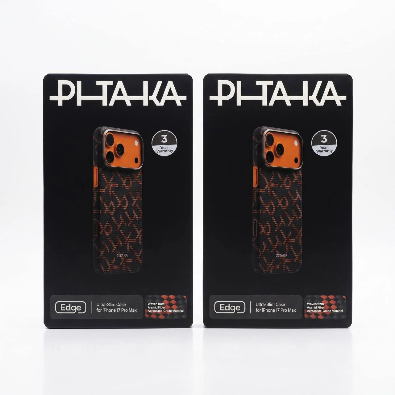 PITAKA Ultra Slim KI1704PTKP iPhone 17 Pro Max Orange Black MagSafe Aramid Fiber — Pitaka