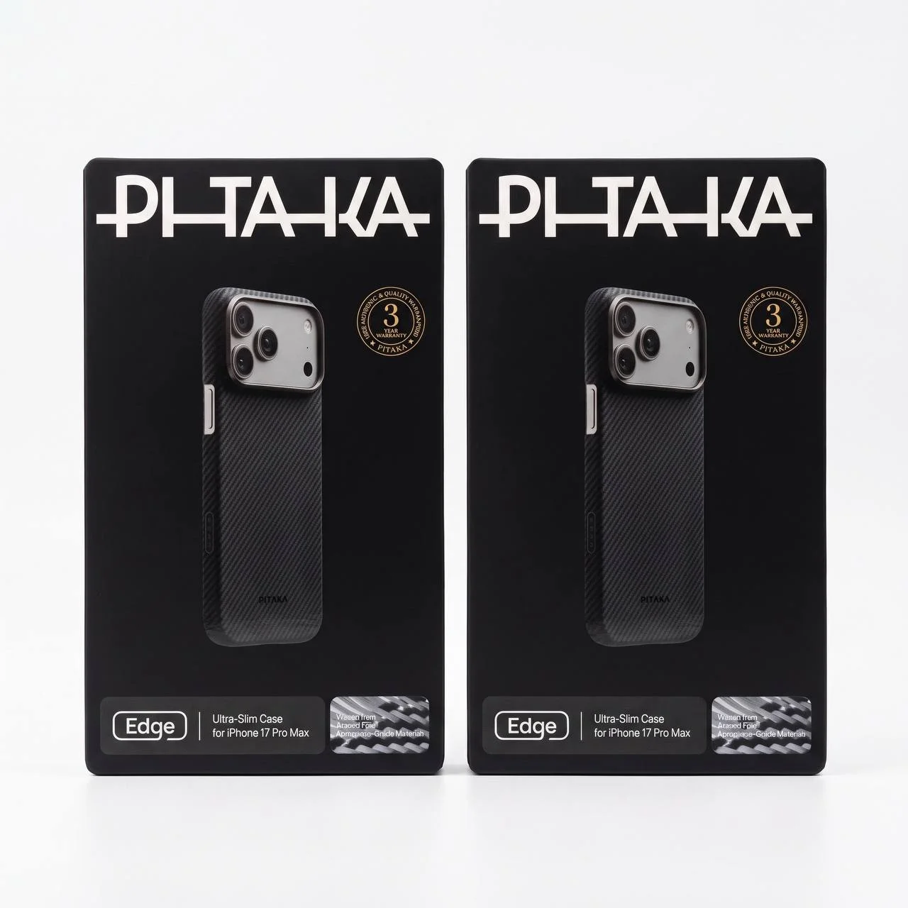 PITAKA Ultra Slim KI1701BPM iPhone 17 Pro Max Black/Grey MagSafe Aramid Fiber — Pitaka