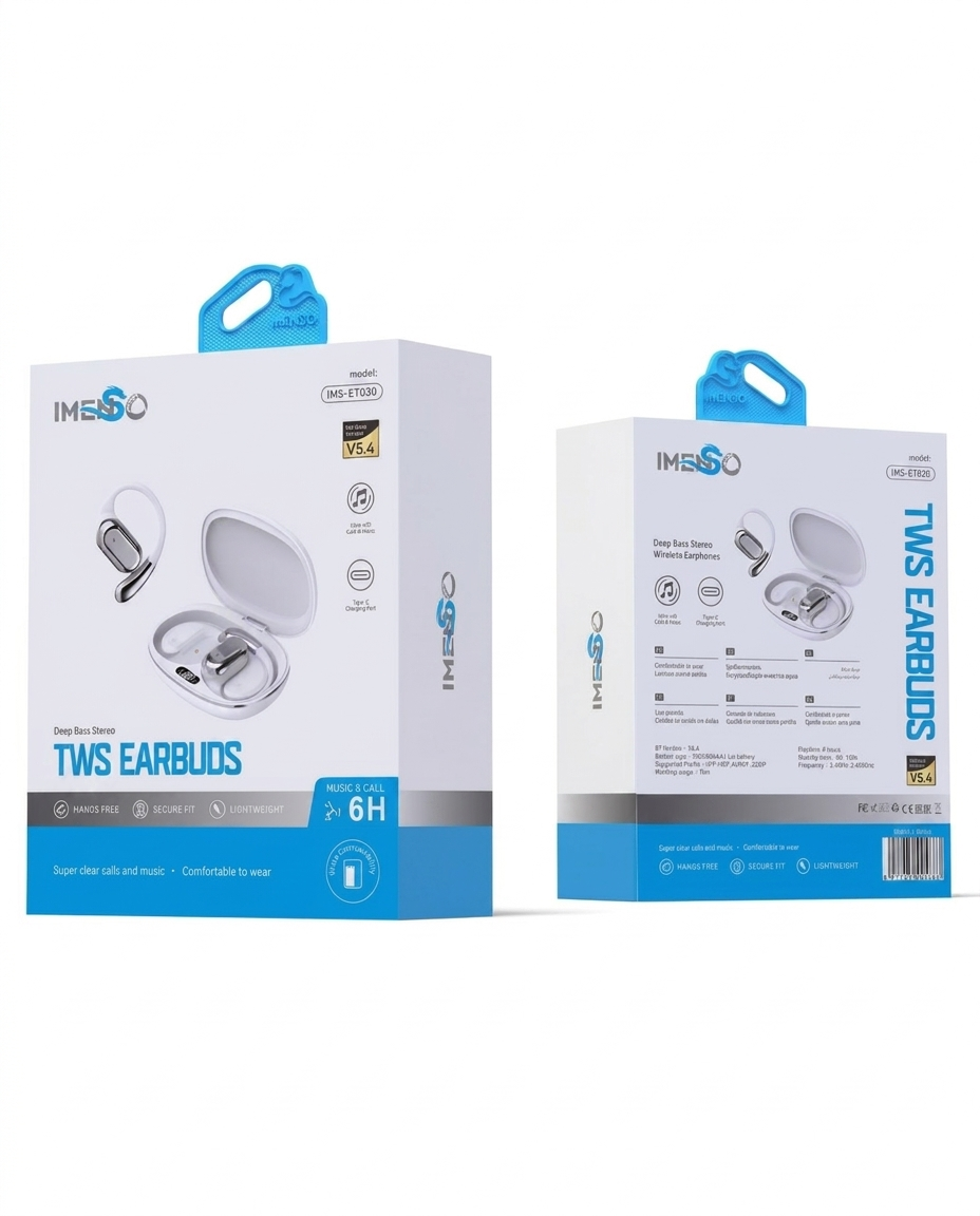 Simsiz quloqchin Imenso IMS-ET030 Bluetooth 5.4 TWS Black — Imenso — Zaryadlovchi Adapter