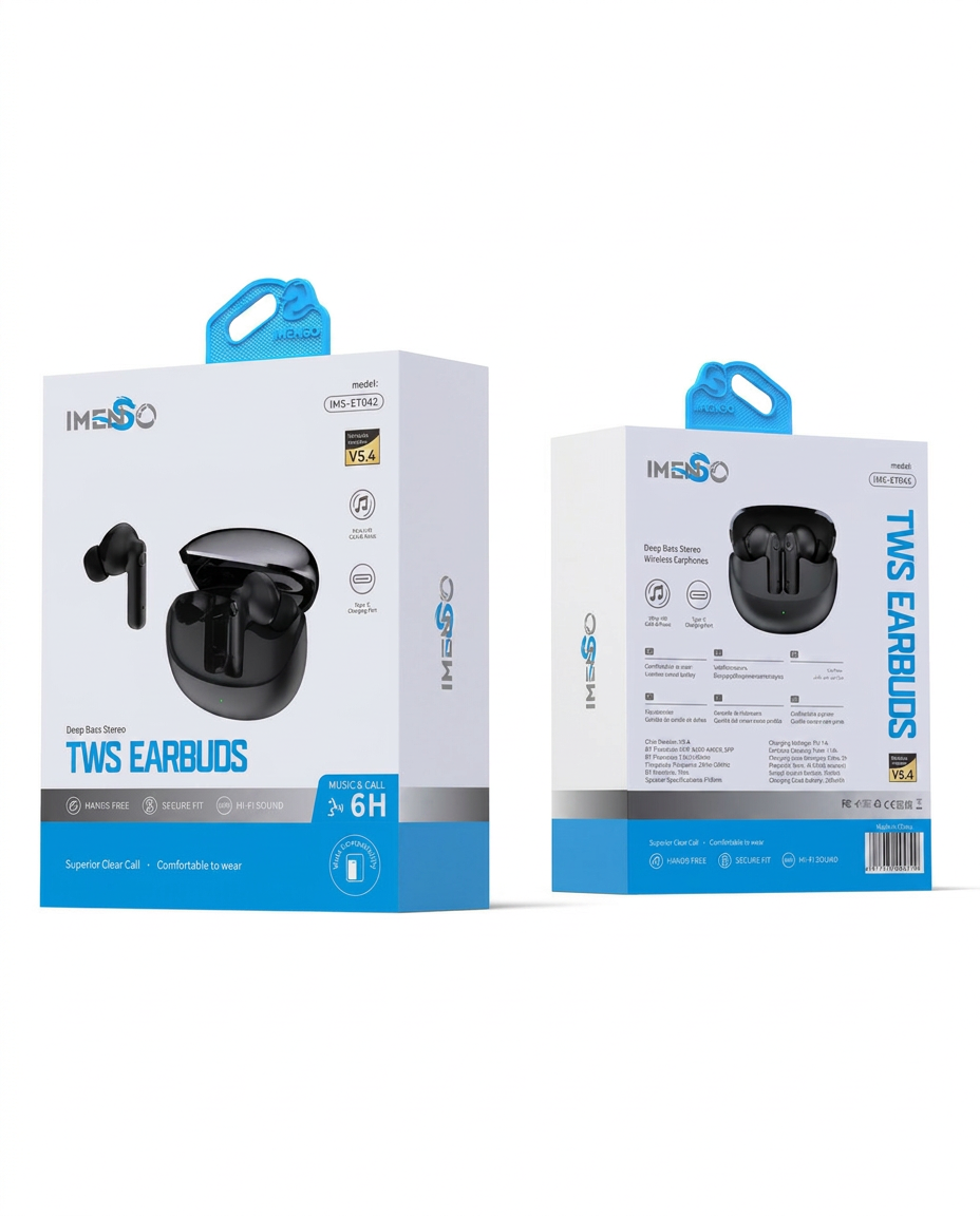 Simsiz quloqchin Imenso IMS-ET042 Bluetooth 5.4 zaryadlash qutisi bilan — Imenso — AirBuds