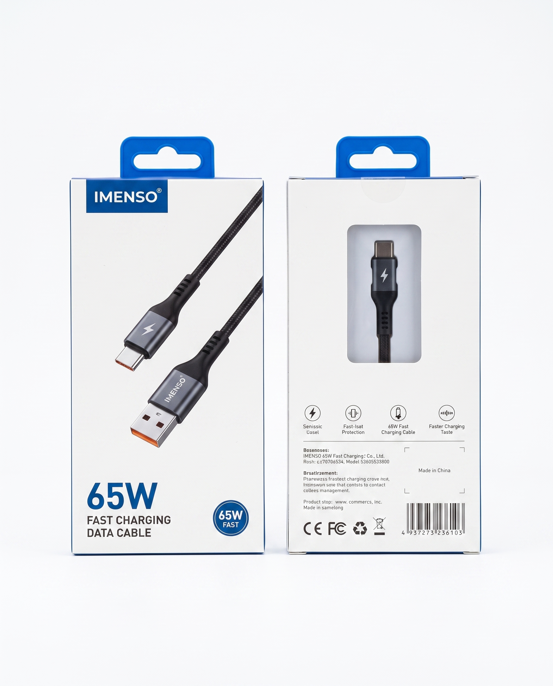 USB to Type-C kabeli. Tezkor zaryadlash uchun. 65W — Imenso — Kabel