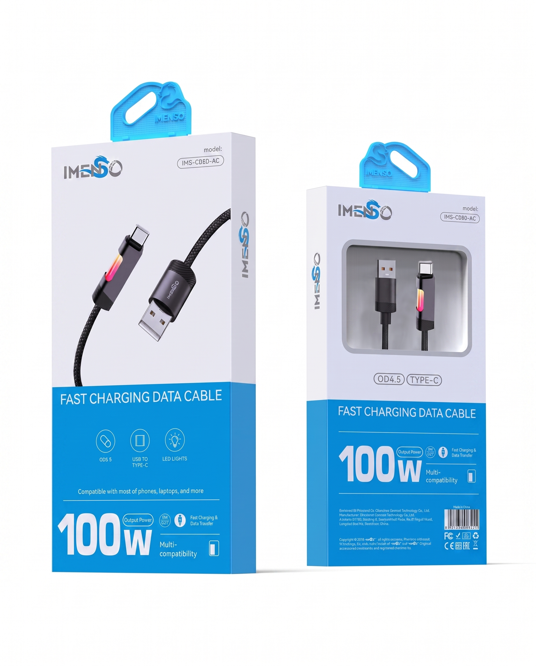 Tarmoq zaryadlovchi IMENSO IMS-C080-AC 100W GaN USB-C tez quvvatlovchi — Imenso — Kabel