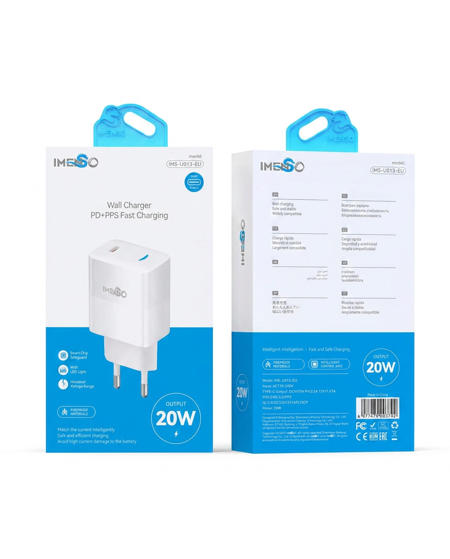 Zaryadlovchi IMS-U013-EU 20W Type-C tez quvvatlovchi adapter — Imenso — Zaryadlovchi Adapter