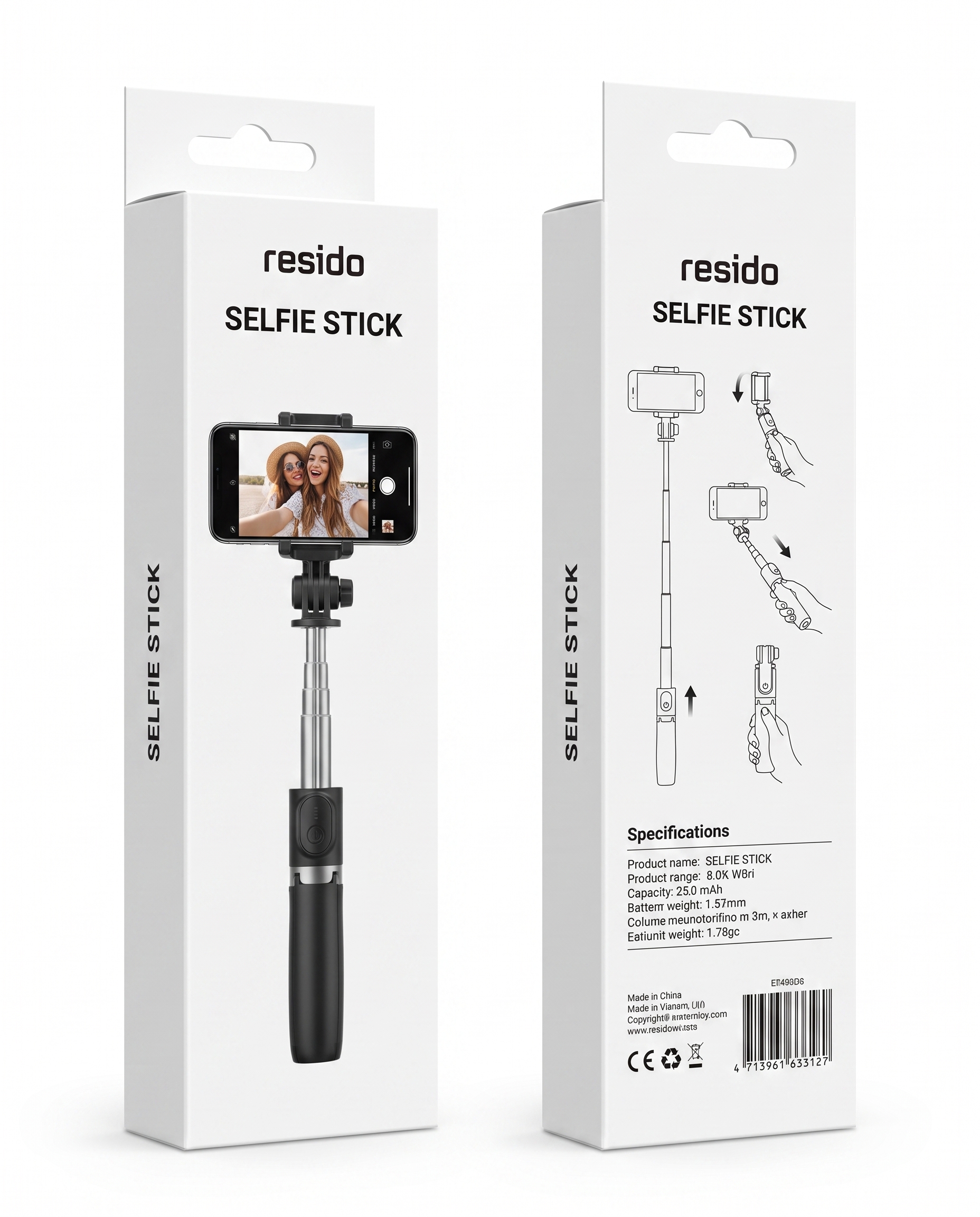 Selfi tayoq Yesido SF34 — Bluetooth pultli tripod, teleskopik ushlagich — 2/2
