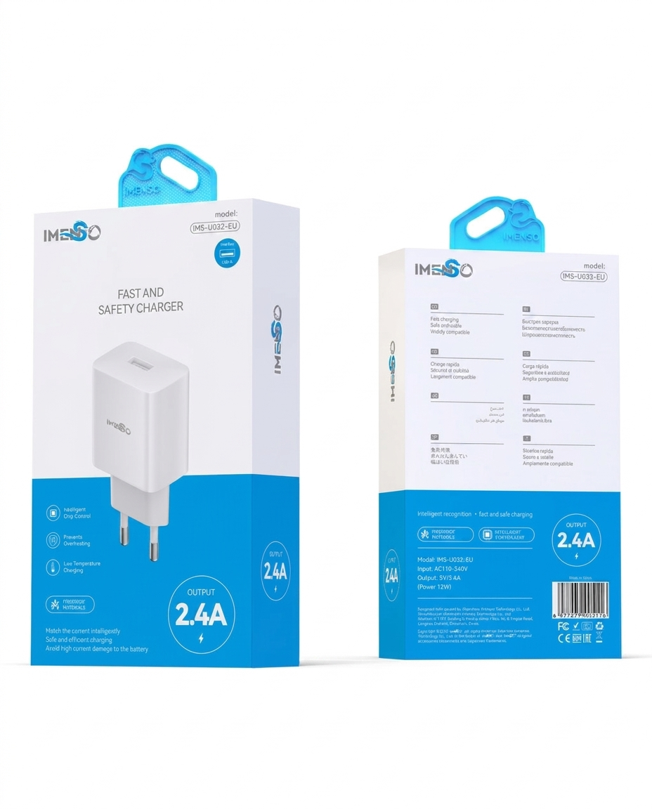 Tarmoq zaryadlovchisi Imenso IMS-U032-EU 12W 2.4A USB-A adapter — Imenso — Zaryadlovchi Adapter