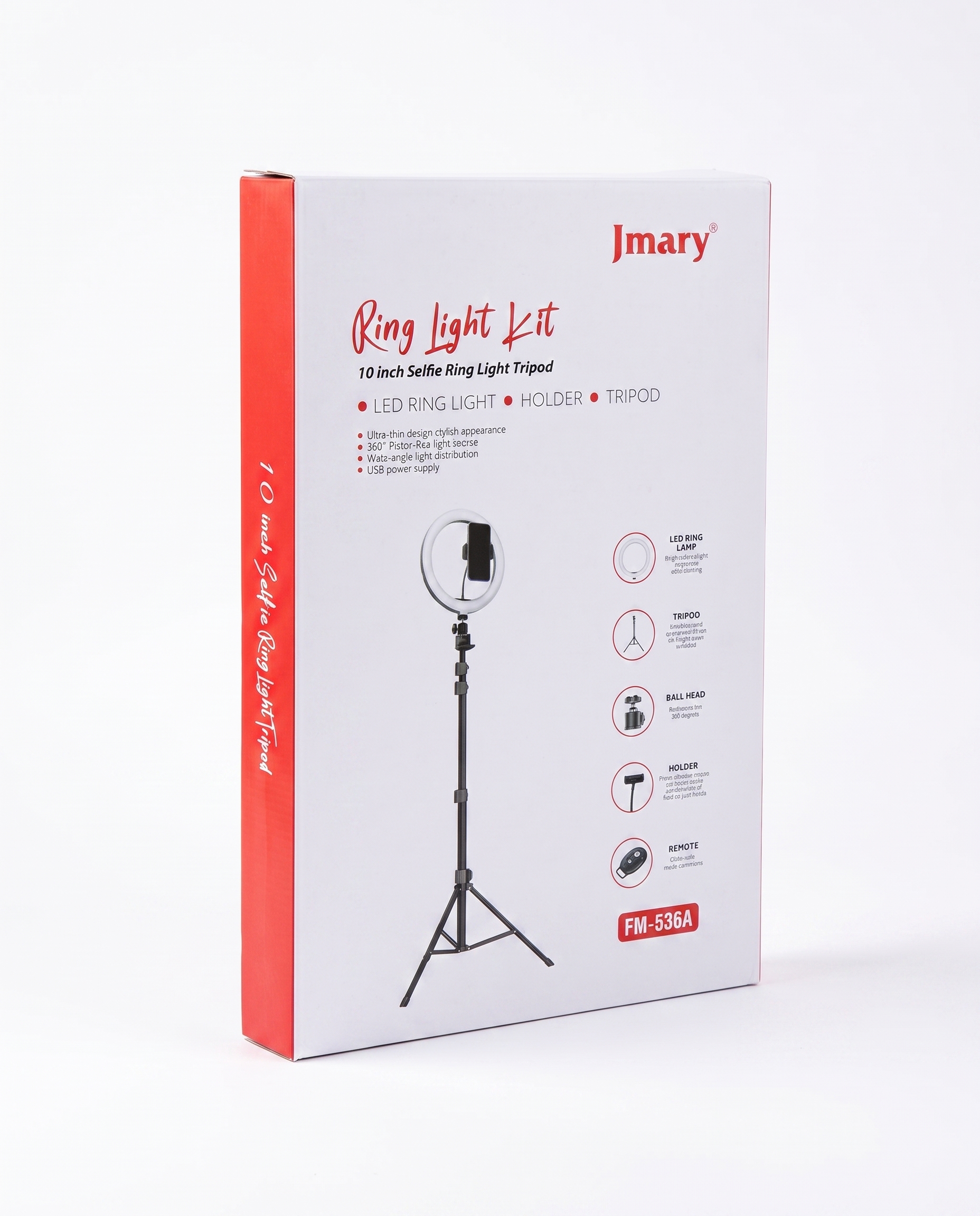 Halqali LED chiroq Jmary FM-536A 10 dyuymli shtativli yoritish to‘plami — 2/2