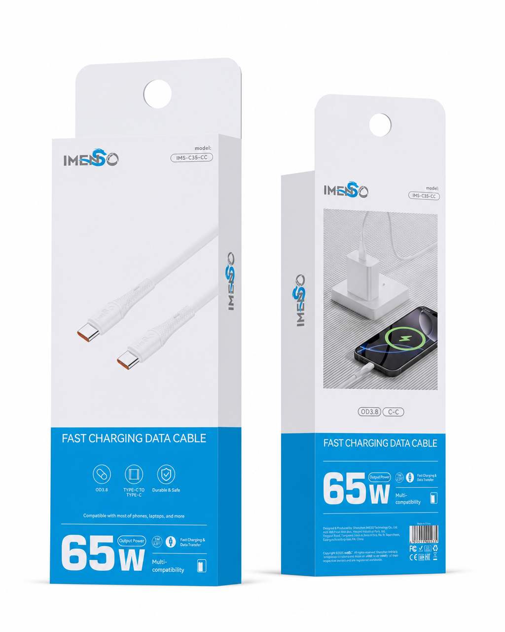 Zaryadlovchi kabel IMENSO IMS-C35-CC 65W — Type-C tez quvvatlash kabeli — Imenso — Kabel