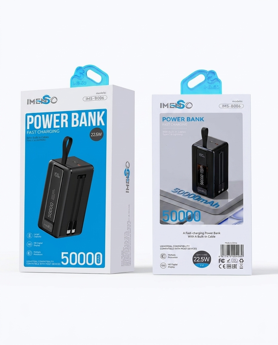 Powerbank IMS B006 50000mAh — 22.5W tez quvvatlovchi tashqi batareya — Imenso — Powerbank