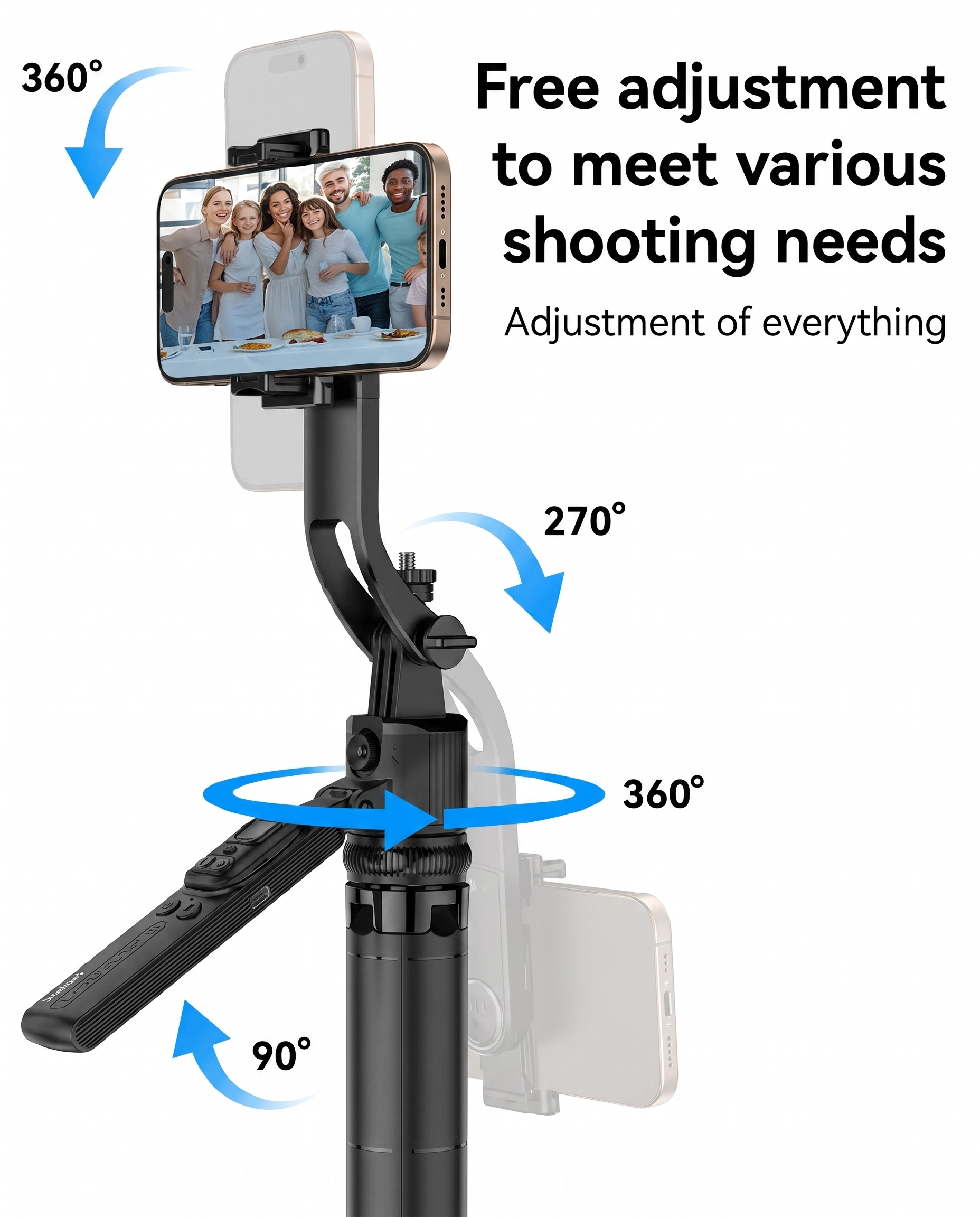 Selfi tayoq Yesido SF23 AI yuz kuzatuvchi Bluetooth tripod — Yesido
