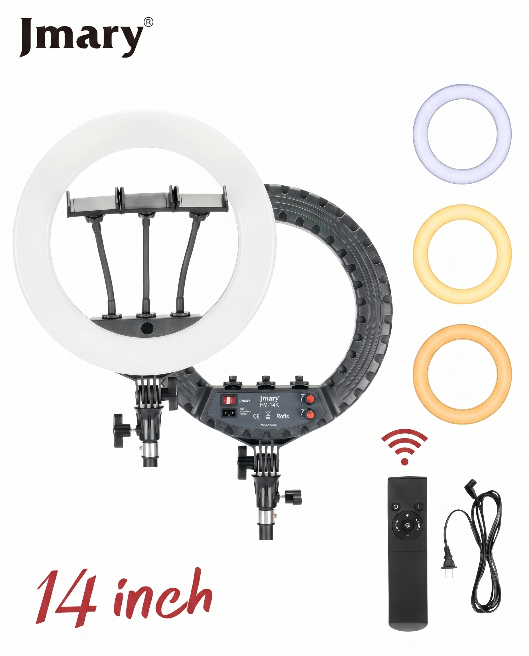 Ring chiroq Jmary FM-14R 14 dyuym LED yoritgich — Jmary