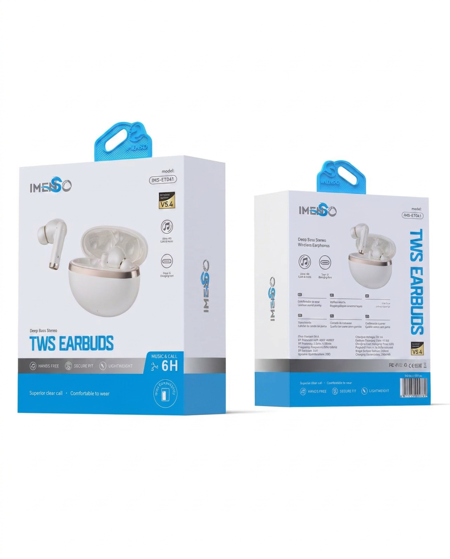 Simsiz quloqchin Imenso IMS-ET041 Bluetooth 5.4 stereo zaryadlash g'ilofi bilan — Imenso — AirBuds