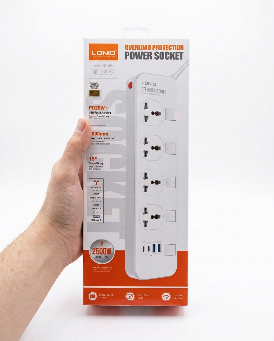 Uzaytirgich LDNIO SC4408C 4 rozetka 2 USB 2 Type-C — Lonio