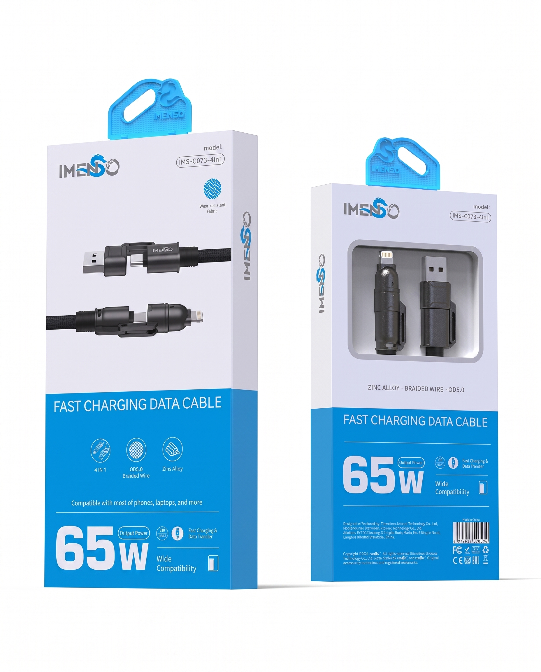 Zaryadlash kabeli IMENSO IMS-C073 4in1 65W tez quvvatlovchi universal kabel — Imenso — Kabel