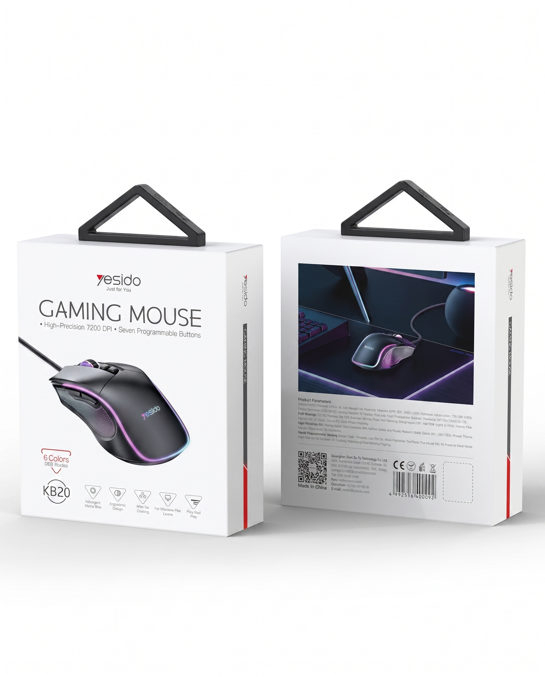 Sichqoncha Yesido KB20 Max 7200DPI RGB o‘yin uchun — 2/2