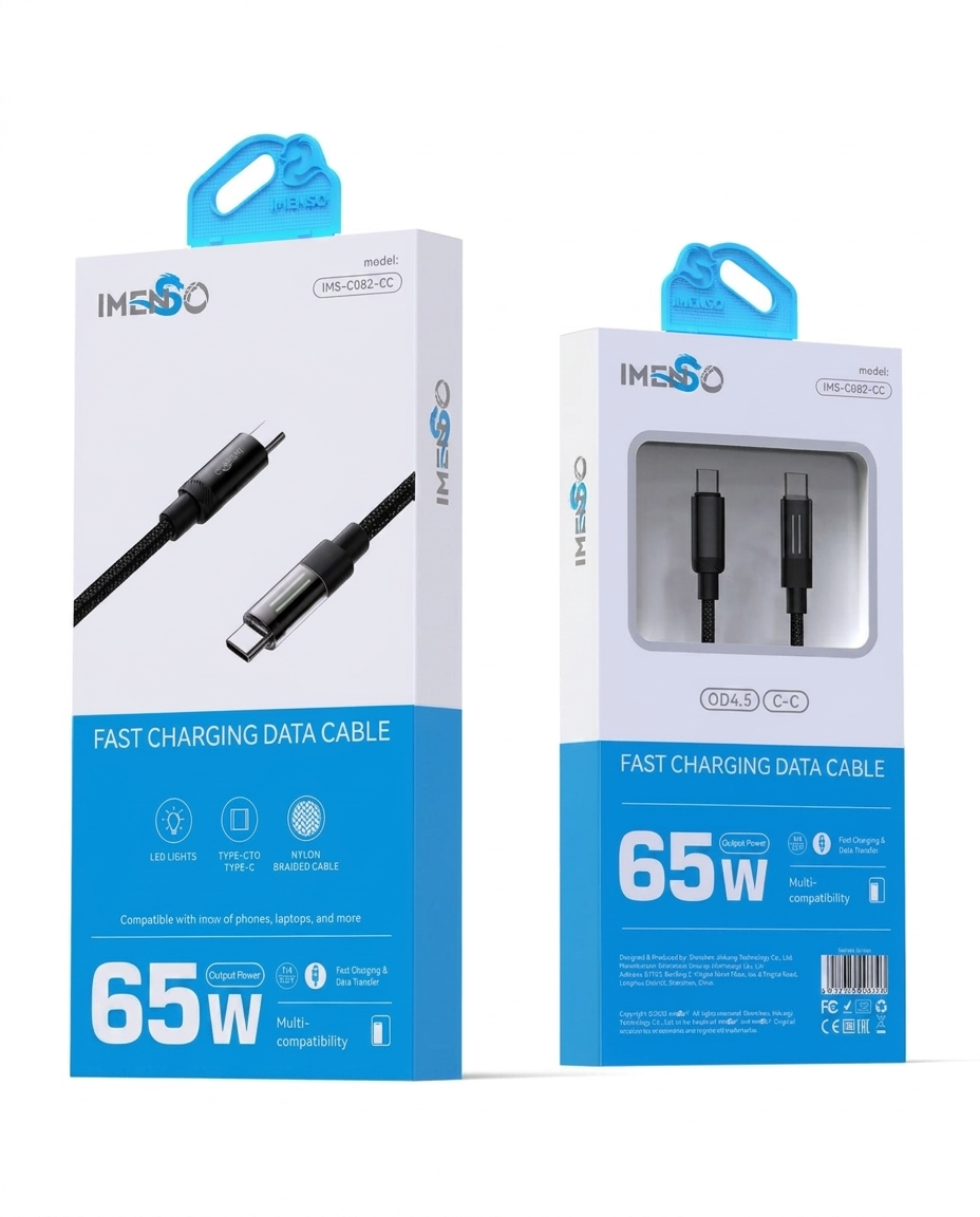 Zaryadlovchi kabel Imenso IMS-C082-CC Type-C 65W — tez quvvatlash va uzatish — Imenso — Kabel