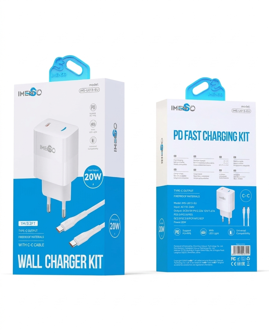 Zaryadlovchi qurilma USAMS IMS-U013-EU(CC) 20W USB-C PD tezkor — Imenso — Zaryadlovchi Adapter