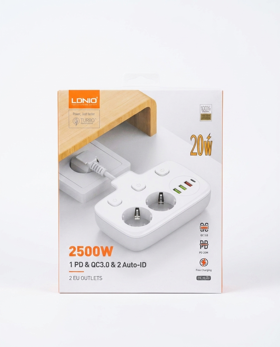 Rozetka LDNIO SC2311 2 rozetkali 20W Type-C USB razvetvitel — Lonio