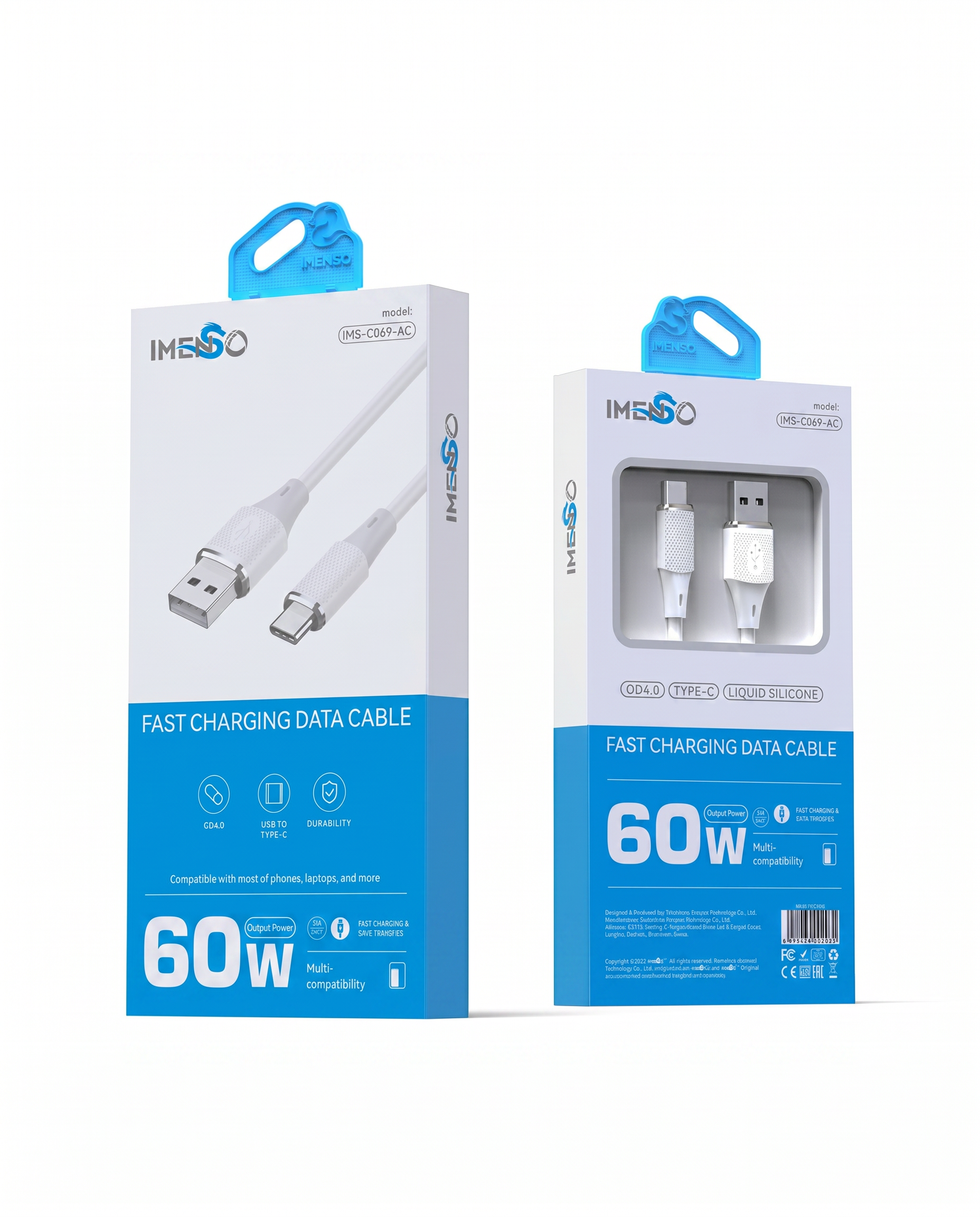 USB to Type-C, 60W tezkor zaryadlash va Ma'lumot o'tkazuvchi kabel — Imenso — Kabel
